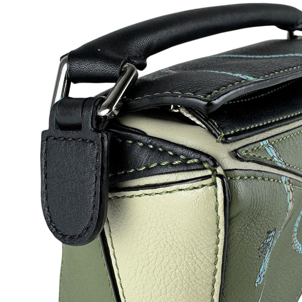 Loewe Paula's Ibiza Puzzle Bag Mini Leather Shoulder Bag, Green, Women's (z9771) - Picture 6 of 12